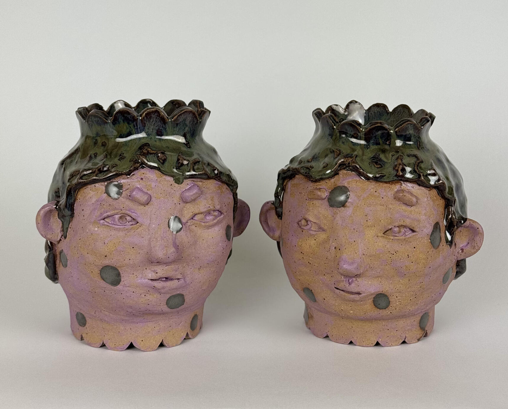 Purple Head Vase Pair